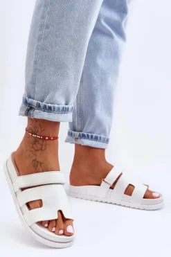 Boto Klasyczne Klapki Damskie Białe Molie