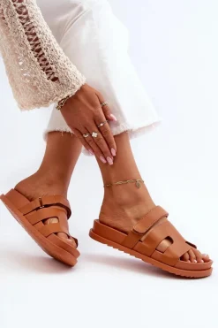 Best Boto Klasyczne Klapki Damskie Camel Molie