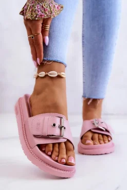 Damskie Big Star Shoes Klasyczne Klapki Damskie Big Star JJ274A308 Różowe