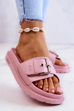 Damskie Big Star Shoes Klasyczne Klapki Damskie Big Star JJ274A308 Różowe