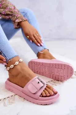 Damskie Big Star Shoes Klasyczne Klapki Damskie Big Star JJ274A308 Różowe