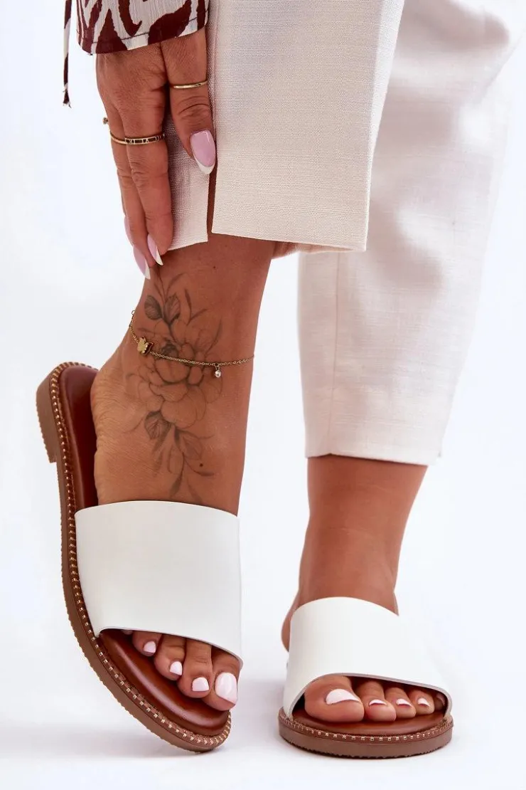 Damskie Boto Klasyczne Klapki Damskie Białe Aphrodite