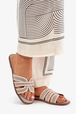 Boto Klapki Damskie Klasyczne*Klasyczne Klapki Damskie Płaskie Beżowe Scazze Beżowy