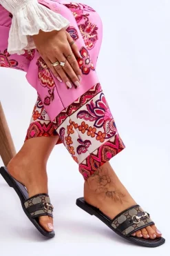 Boto Klapki Damskie Klasyczne*Klasyczne Klapki Na Płaskim Obcasie Czarne Marlene