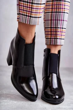 Outlet Boto Klasyczne Lakierowane Botki La.Fi 260035B-LA Czarne