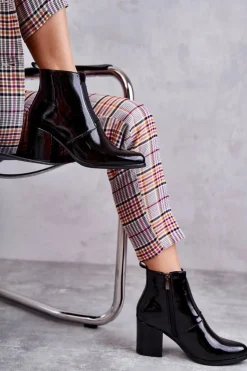 Outlet Boto Klasyczne Lakierowane Botki La.Fi 260035B-LA Czarne