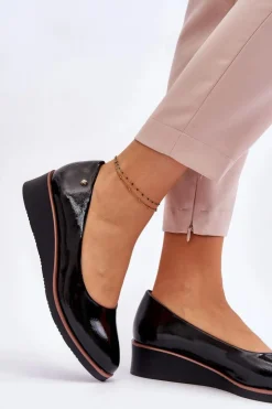 Damskie Buty damskie Vinceza Klasyczne Lakierowane Czółenka Na Koturnie Czarne Paola