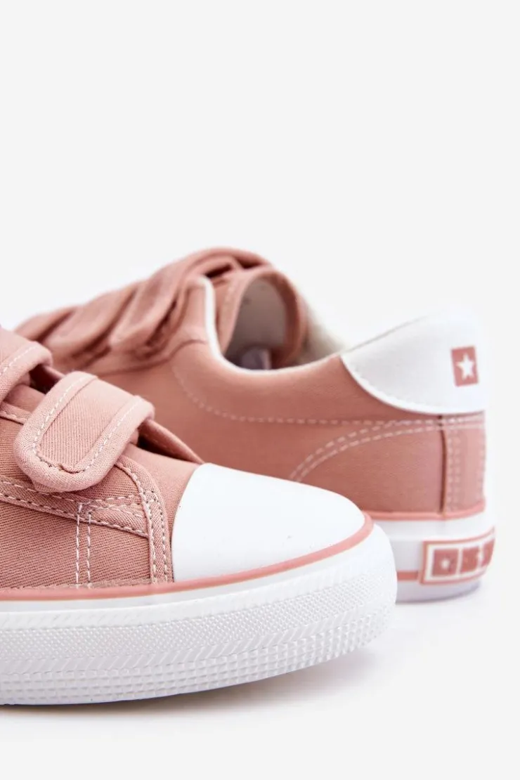 Damskie Big Star Shoes Klasyczne Materiałowe Tenisówki Na Rzepy Big Star LL274A200 Różowe