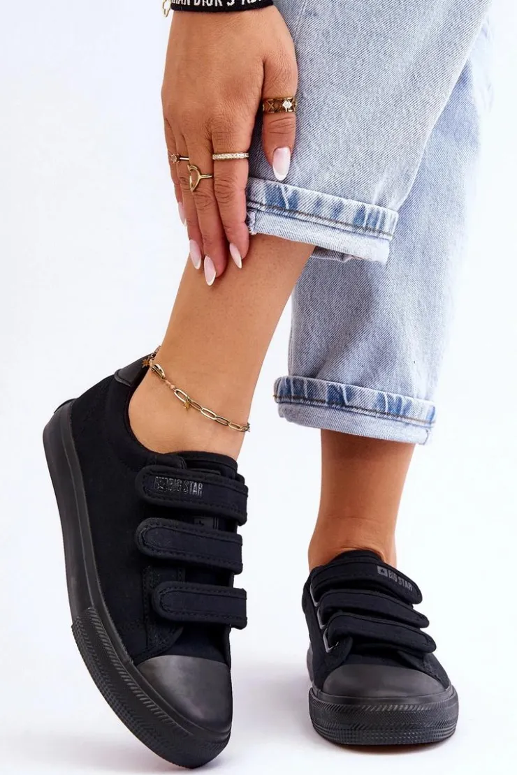 Sale Big Star Shoes Klasyczne Materiałowe Tenisówki Na Rzepy Big Star LL274A204 Czarne