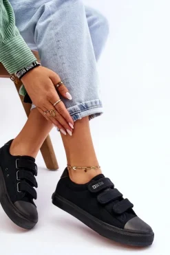 Sale Big Star Shoes Klasyczne Materiałowe Tenisówki Na Rzepy Big Star LL274A204 Czarne