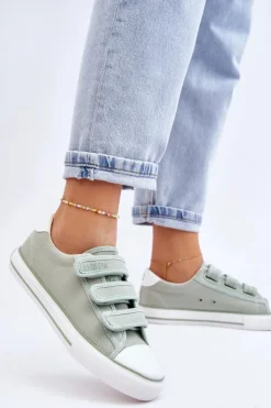 Best Big Star Shoes Klasyczne Materiałowe Tenisówki Na Rzepy Big Star LL274A202 Zielone