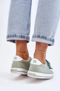 Best Big Star Shoes Klasyczne Materiałowe Tenisówki Na Rzepy Big Star LL274A202 Zielone