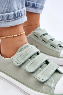Best Big Star Shoes Klasyczne Materiałowe Tenisówki Na Rzepy Big Star LL274A202 Zielone