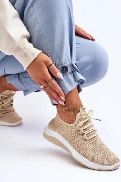 Discount Boto Klasyczne Materiałowe Wsuwane Sneakersy Beżowe Gusto