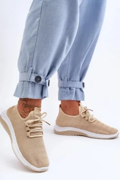 Discount Boto Klasyczne Materiałowe Wsuwane Sneakersy Beżowe Gusto