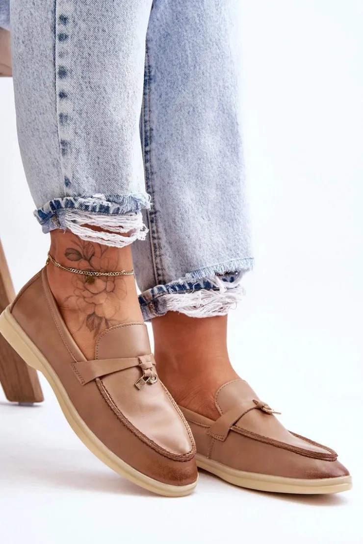 Outlet Boto Klasyczne Mokasyny Damskie Brązowe Cortez Brązowy