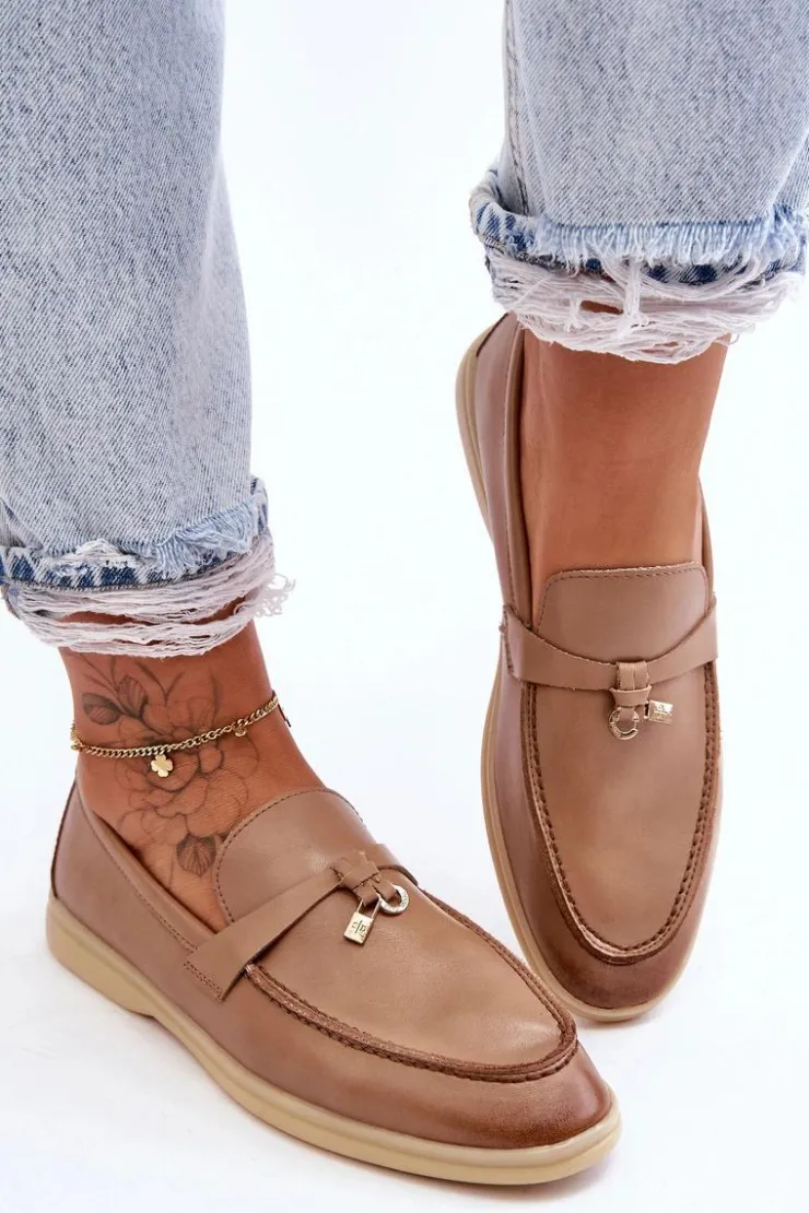 Outlet Boto Klasyczne Mokasyny Damskie Brązowe Cortez Brązowy