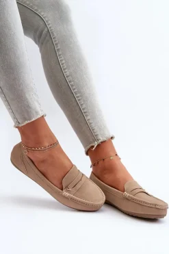 Boto Loafersy Damskie|Mokasyny Damskie Zamszowe*Klasyczne Mokasyny Damskie Beżowe Iramarie