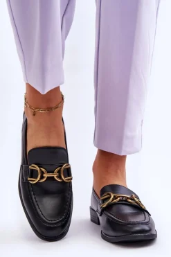 Damskie Boto Klasyczne Mokasyny Damskie Czarne Lorien