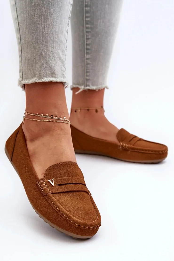 Sale Boto Klasyczne Mokasyny Damskie Camel Iramarie Brązowy