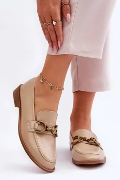 Damskie Boto Klasyczne Mokasyny Damskie Beżowe Lorien