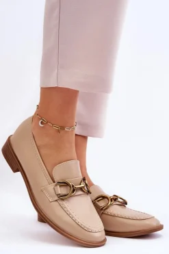 Damskie Boto Klasyczne Mokasyny Damskie Beżowe Lorien