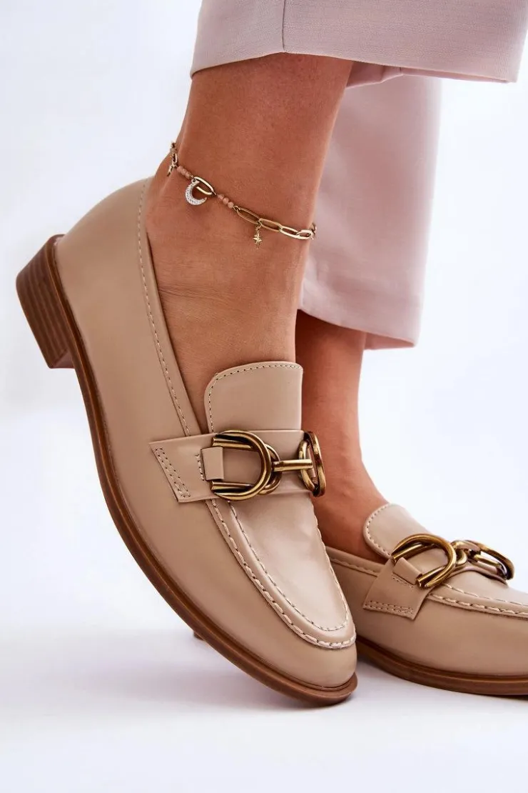 Damskie Boto Klasyczne Mokasyny Damskie Beżowe Lorien