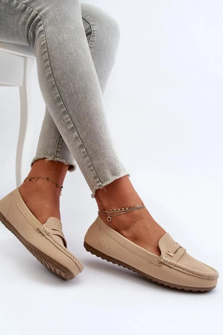 Damskie Boto Klasyczne Mokasyny Damskie Jasnobeżowe Iramarie