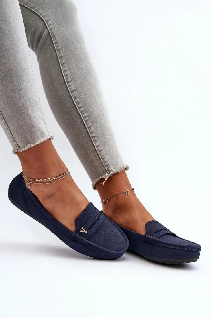 Damskie Boto Klasyczne Mokasyny Damskie Granatowe Iramarie
