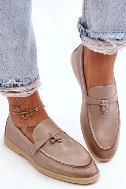 Boto Loafersy Damskie|Mokasyny Płaskie*Klasyczne Mokasyny Damskie Szare Cortez Szary