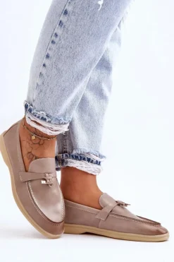 Boto Loafersy Damskie|Mokasyny Płaskie*Klasyczne Mokasyny Damskie Szare Cortez Szary