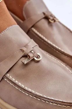 Boto Loafersy Damskie|Mokasyny Płaskie*Klasyczne Mokasyny Damskie Szare Cortez Szary