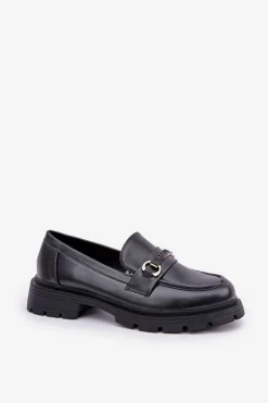 Best Boto Klasyczne Mokasyny Damskie Z Eko Skóry Czarne Savethira