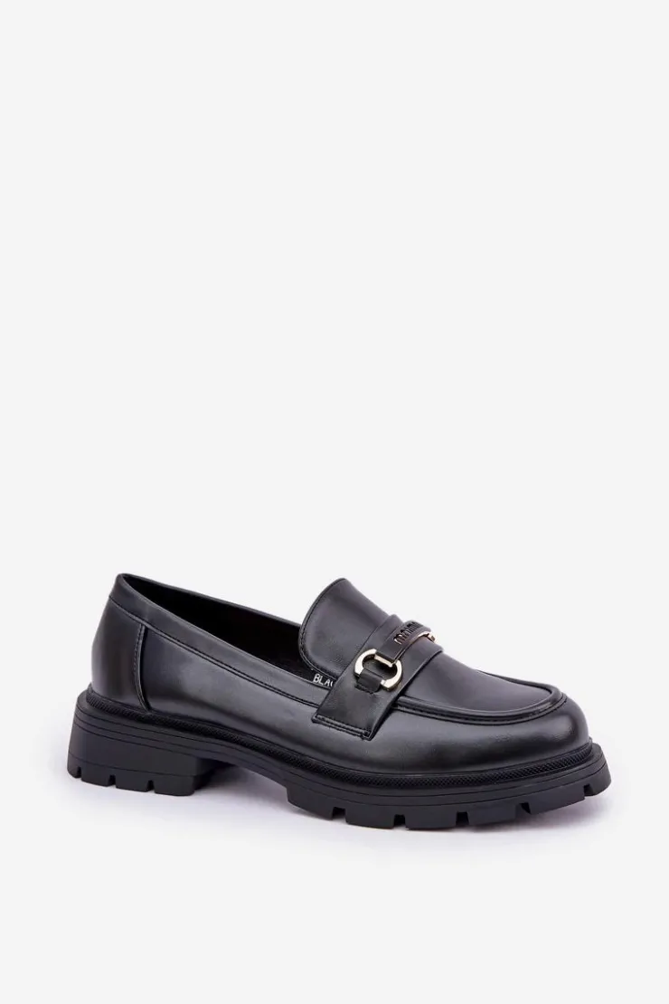 Best Boto Klasyczne Mokasyny Damskie Z Eko Skóry Czarne Savethira