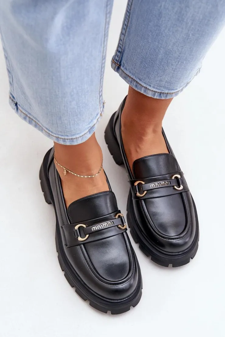 Best Boto Klasyczne Mokasyny Damskie Z Eko Skóry Czarne Savethira