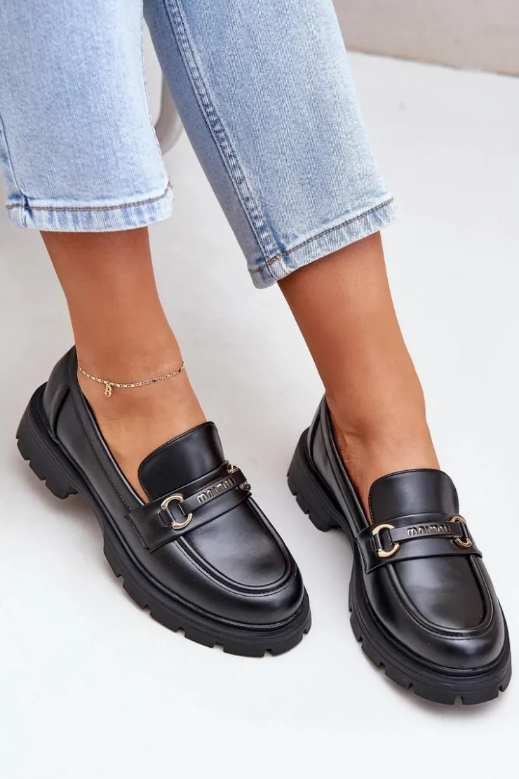 Best Boto Klasyczne Mokasyny Damskie Z Eko Skóry Czarne Savethira