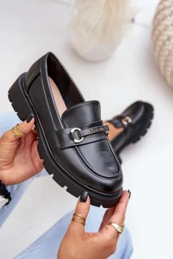 Best Boto Klasyczne Mokasyny Damskie Z Eko Skóry Czarne Savethira