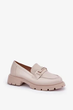 Boto Loafersy Damskie|Mokasyny Płaskie*Klasyczne Mokasyny Damskie Z Eko Skóry Beżowe Savethira