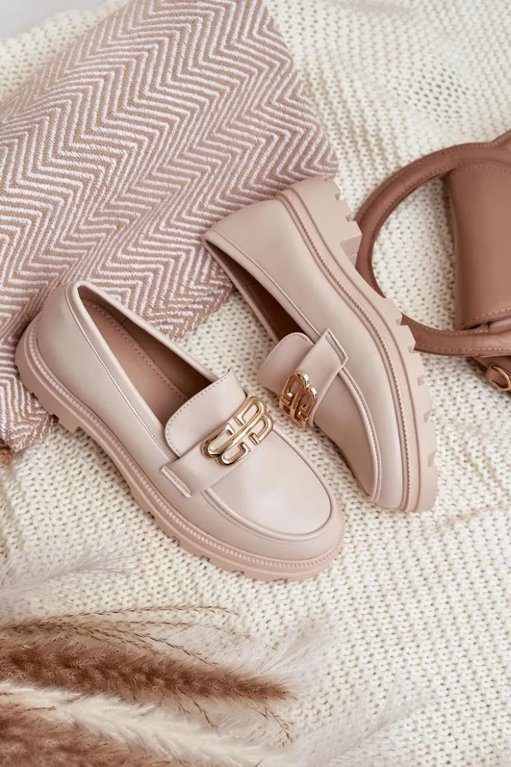 Boto Loafersy Damskie|Mokasyny Płaskie*Klasyczne Mokasyny Damskie Z Eko Skóry Beżowe Savethira