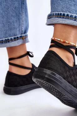 Big Star Shoes Trampki Damskie Big Star|Trampki Damskie Niskie*Klasyczne Niskie Trampki Big Star LL274072 Czarne Czarny