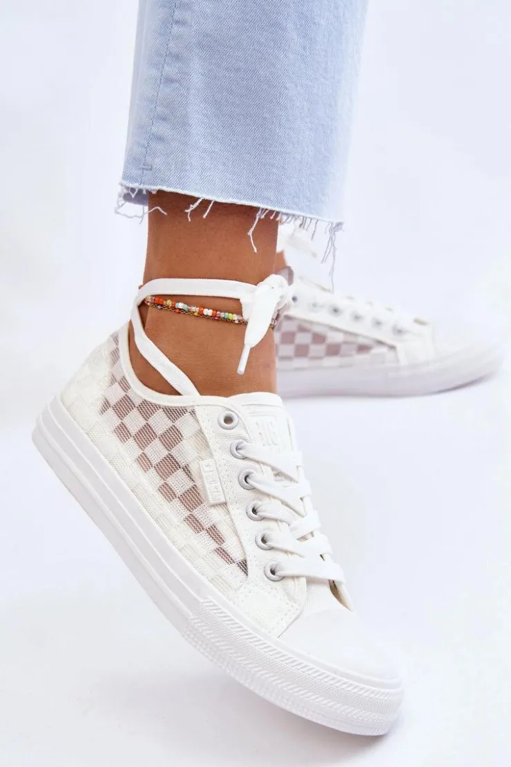 Damskie Big Star Shoes Klasyczne Niskie Trampki Big Star LL274071 Białe