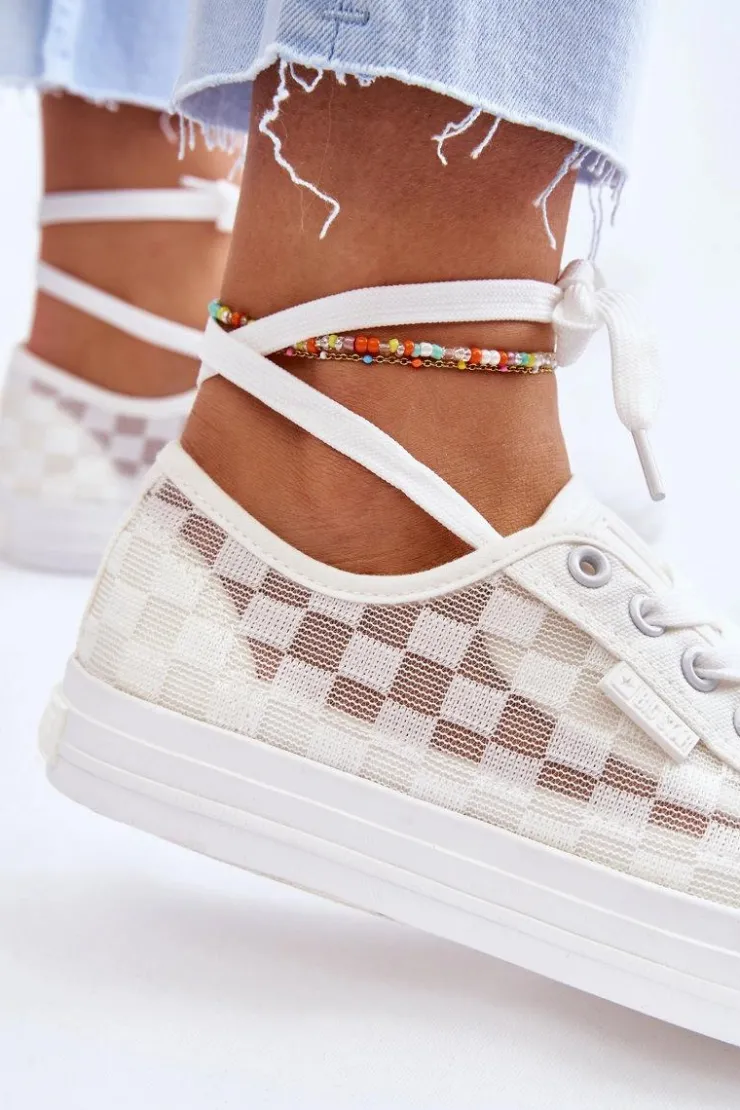 Damskie Big Star Shoes Klasyczne Niskie Trampki Big Star LL274071 Białe