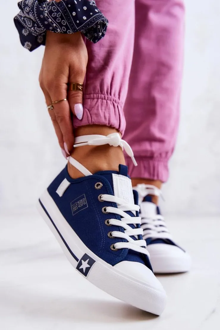 Big Star Shoes Trampki Damskie Big Star|Trampki Damskie Niskie*Klasyczne Niskie Trampki Big Star JJ274256 Granatowe