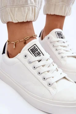 Big Star Shoes Trampki Damskie Big Star|Trampki Damskie Niskie*Klasyczne Niskie Trampki Big Star LL274091 Białe