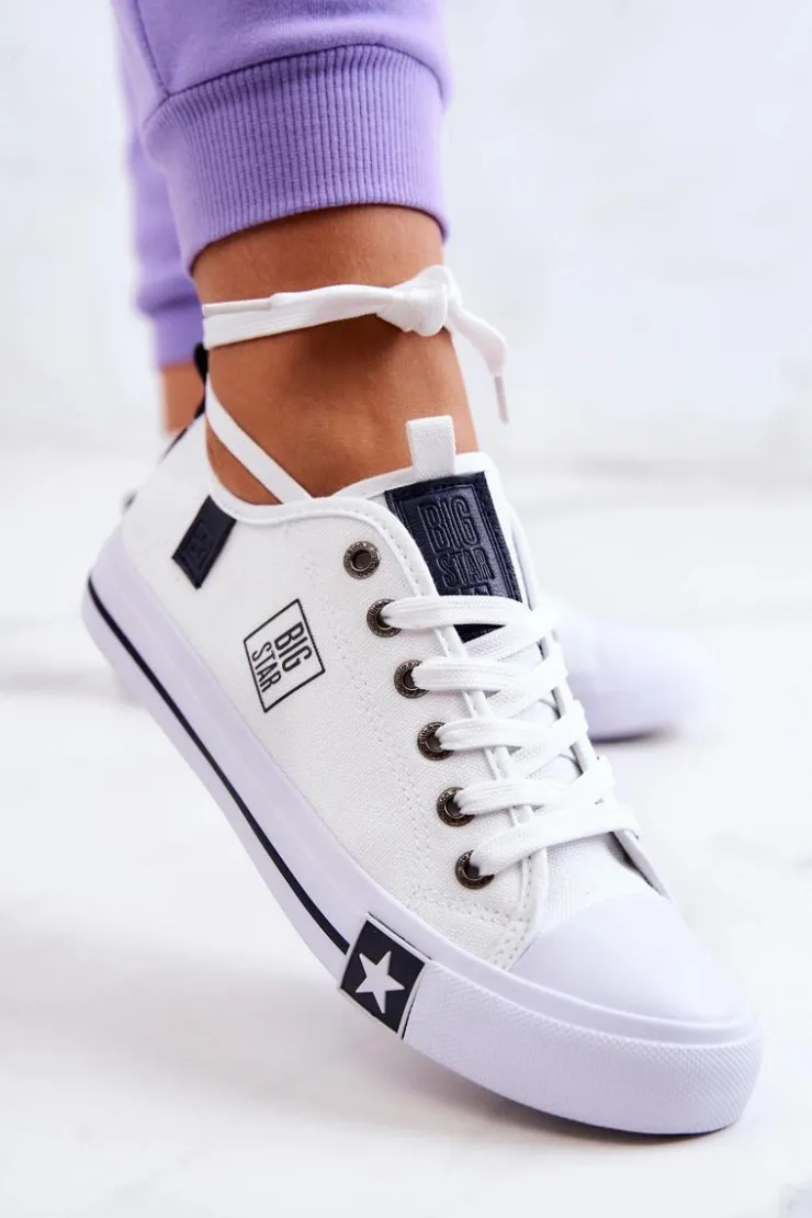 Big Star Shoes Trampki Damskie Big Star|Big Star*Klasyczne Niskie Trampki Big Star JJ274255 Białe Biały