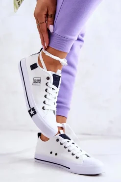 Big Star Shoes Trampki Damskie Big Star|Big Star*Klasyczne Niskie Trampki Big Star JJ274255 Białe Biały