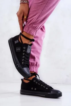 Damskie Big Star Shoes Klasyczne Niskie Trampki Big Star JJ274257 Czarne