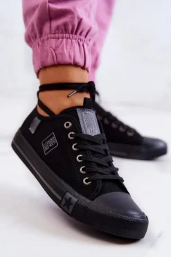 Damskie Big Star Shoes Klasyczne Niskie Trampki Big Star JJ274257 Czarne