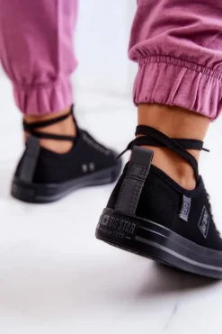 Damskie Big Star Shoes Klasyczne Niskie Trampki Big Star JJ274257 Czarne