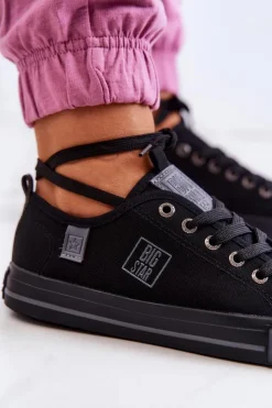 Damskie Big Star Shoes Klasyczne Niskie Trampki Big Star JJ274257 Czarne